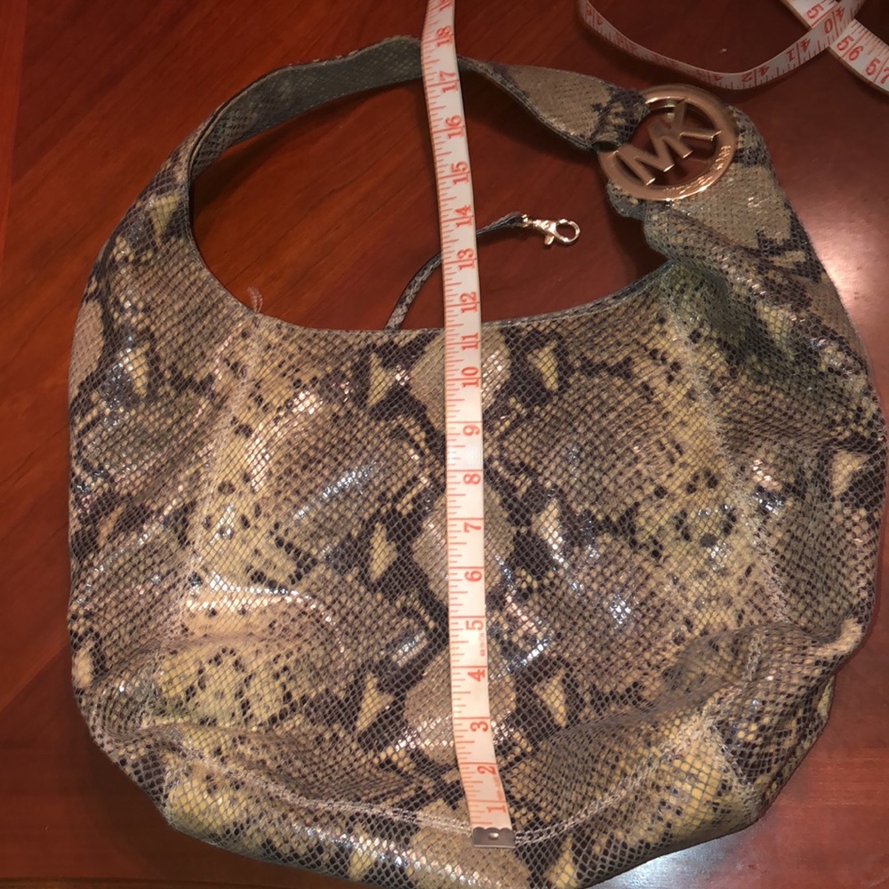 Prwnd Michael kors hobo hand bag leather green and black snake print - Picture 7 of 12